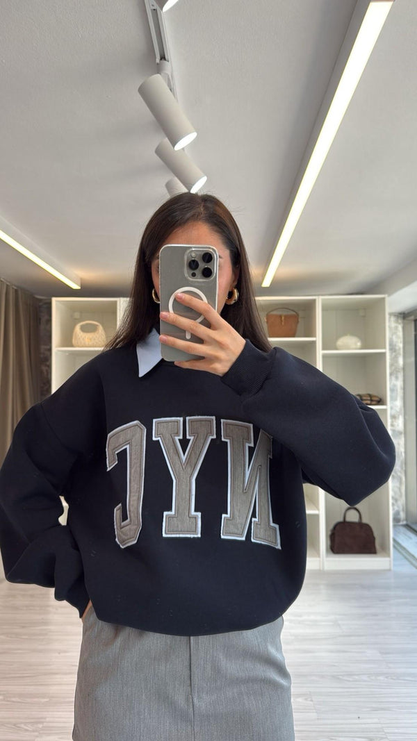 YAKA DETAYLI OVERSIZE SWEAT