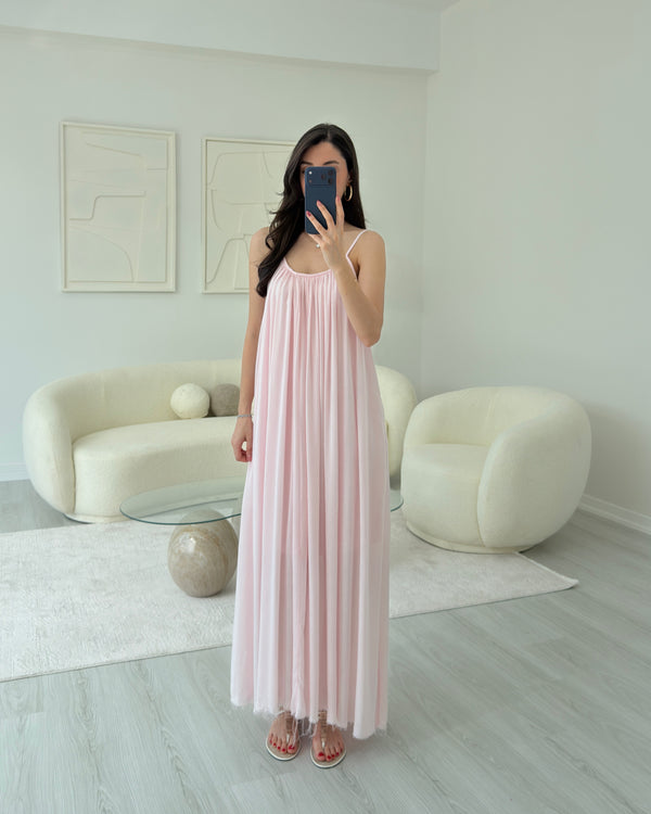 PEMBE PAMUKLU ELBİSE