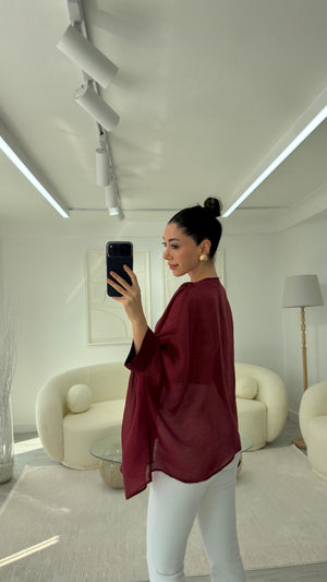 BORDO ELİSE PELERİN ŞİFON BLUZ
