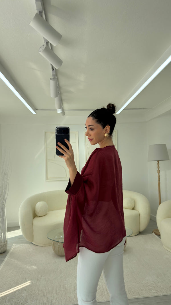 BORDO ELİSE PELERİN ŞİFON BLUZ