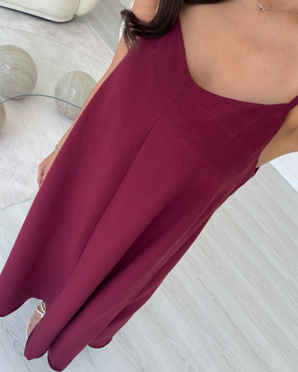 BORDO ASKILI MAXİ SALAŞ ELBİSE