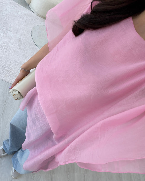 PEMBE PELERİNLİ BLUZ