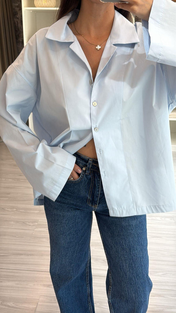 MAVİ OVERSIZE POPLİN GÖMLEK