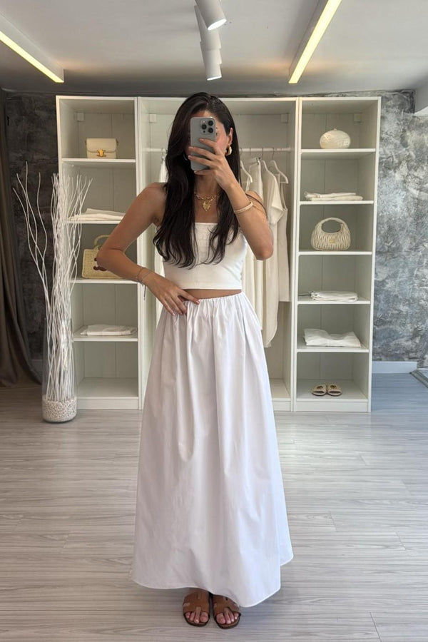 BEYAZ POPLİN MAXİ ETEK