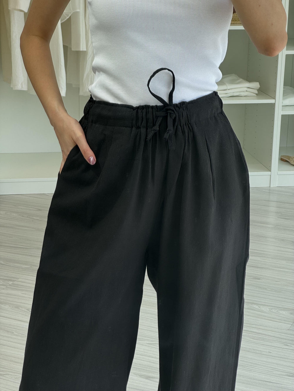SİYAH KETEN PANTOLON